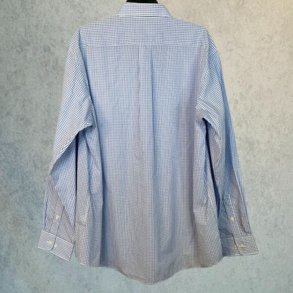Club Room Mens Button Up Shirt Size S Blue Check Regular Fit Dress Shirt 14.5" - Picture 4 of 10